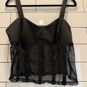 Black Mesh Corset-Style Bustier Top